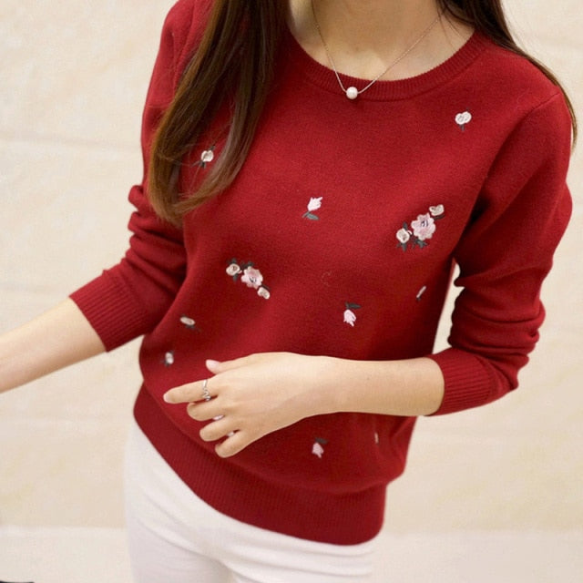 Pullover motif fleuri