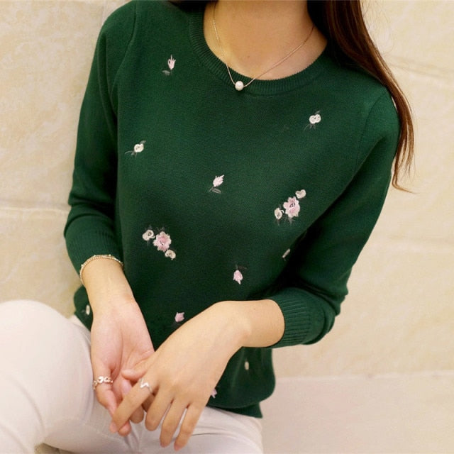 Pullover motif fleuri