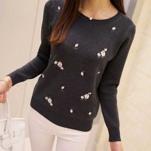 Pullover motif fleuri