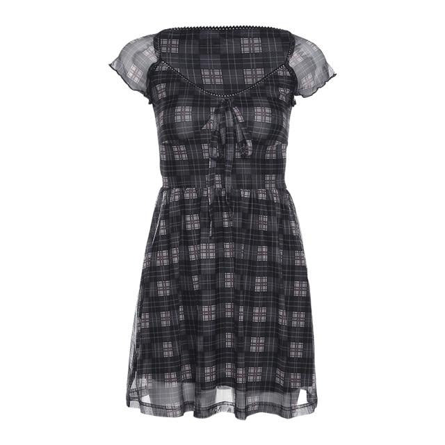 Robe mini pour femme a carreaux