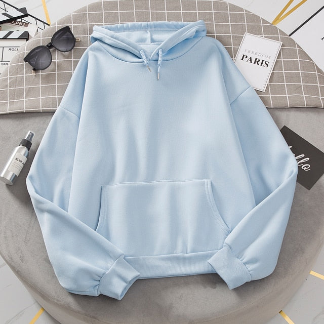 Sweatshirt à capuche couleur unie